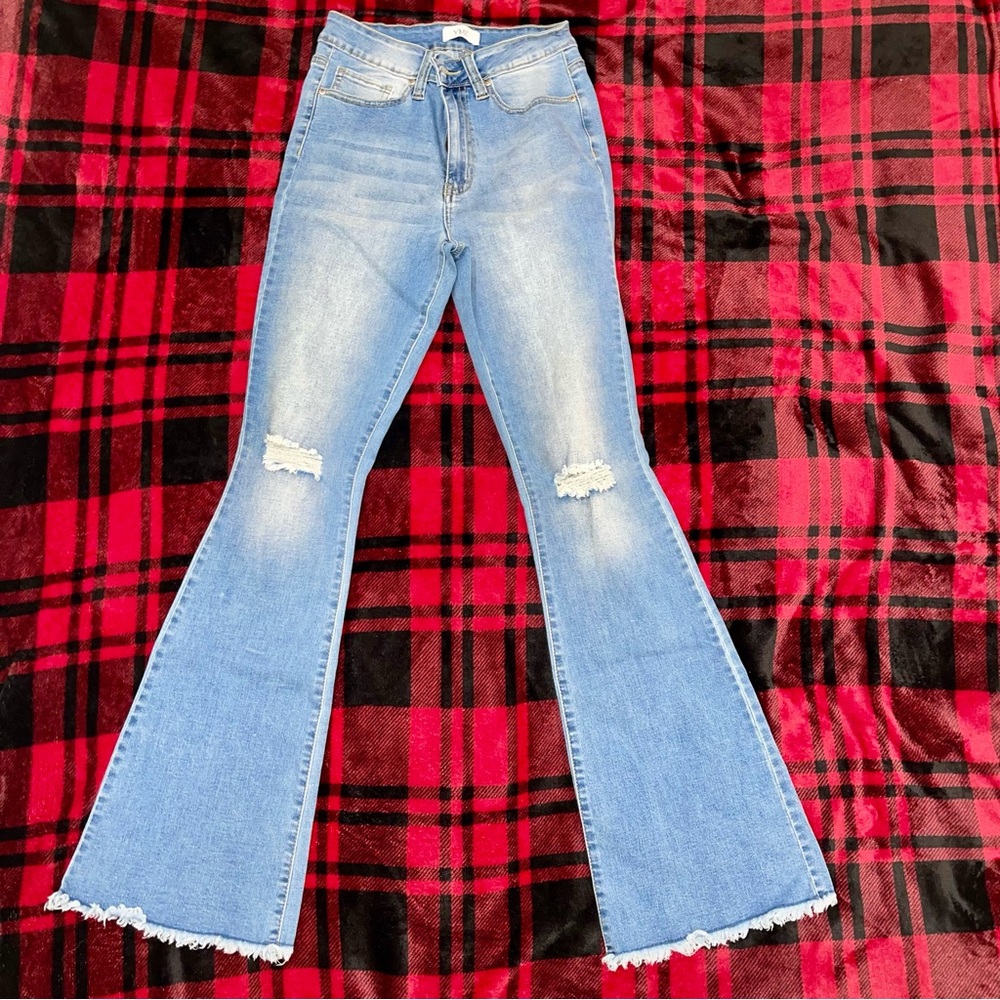 FLARE LEG DENIM JEANS